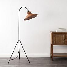 Safavieh Myah Floor Lamp with Black Metal Body & Rattan Shade