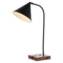 Safavieh Nuka Table Lamp with USB, Black/Walnut, 22.5"H