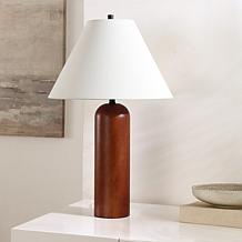 Safavieh Rennie Walnut Wood Table Lamp with Fabric Shade