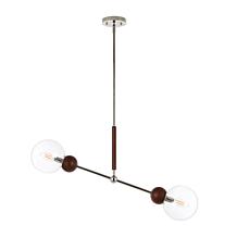 Safavieh Rocky 2-Light Extendable Pendant, Dark Walnut/Nickel