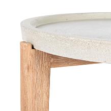 Safavieh Serka Side Table with Concrete Top and Acacia Base