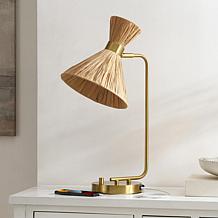 Safavieh Sohma Table Lamp with USB, Brass/Natural, 22.75"H