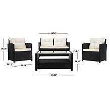Safavieh Vellor 4-Piece Living Set - Black, Grey