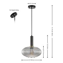 Safavieh Zeon 12" Smoke Grey and Black Pendant