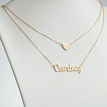 Script Name and Heart Layered Double Necklace