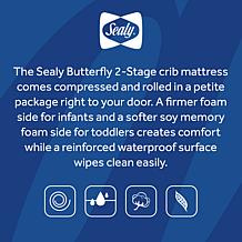 Sealy Butterfly 2-Stage Waterproof Crib & Toddler Mattress