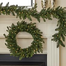 Seasonal LLC Palmetto Pine 24" Lit Green Wreath with Remote Control