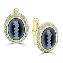 Service First 18K Gold-Plated Carved Chalcedony & Gem Cameo Cuff Links
