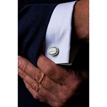 Service First 18K Gold-Plated Carved Chalcedony & Gem Cameo Cuff Links