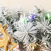 Set of 2 6ft Pre-Lit Snow Flocked Pine Garlands