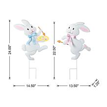 Set of 2 Easter Metal Bunny Yard Stakes
