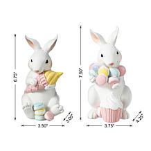 Set of 2 Easter Resin Bunny Table Decor