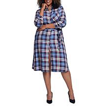 Seven7 Perfect Shirt Plaid Dress - Blue Combo