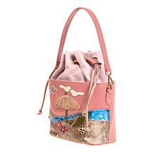 Sharif Legacy Colorful Leather Flower Pot Drawstring Crossbody Bag