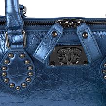 Sharif Legacy Croc Leather Satchel with Keychain