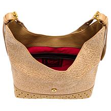 Sharif Legacy Floral Embossed Leather Cowboy Core Hobo Bag