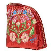 Sharif Legacy Floral Embossed Quilted Leather Wristlet