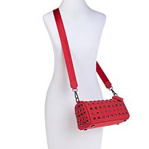 Sharif Legacy Genuine Leather Studded Barrel Shaped Crossbody