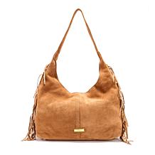 Sharif Legacy Suede Metallic Fringe Hobo with Whipstitching