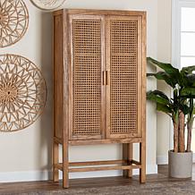 Sibu Rustic Teak Wood and Rattan Cabinet 35.4"W x 16"D x 71"H