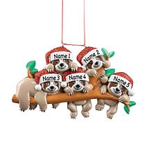 Sloth Family of 5 Personalized Ornament