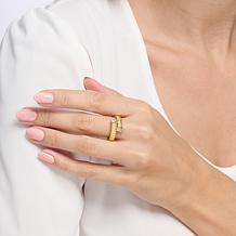 Soave Oro 14K Electroform CZ-Accent Tubogas Bypass Ring