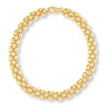 Soave Oro 14K Gold Electroform 3-Row Panther-Link 18" Necklace