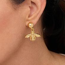 Soave Oro 14K Gold Electroform Bee Charm Dangle Earrings