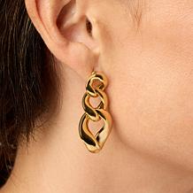 Soave Oro 14K Gold Electroform Graduated Curb-Link Earrings