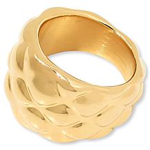Soave Oro 14K Yellow Gold Electroform Quilted Texture Dome Ring