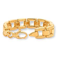 Soave Oro 14K Yellow Gold Electroform Square Link Bracelet 