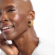 Soave Oro 14K Yellow Gold Electroform Textured Weave Half Hoop Earr...