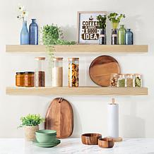 Solid Pine Wood Floating Shelves, 9" x 35", 2-Pack