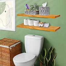 Solid Pine Wood Floating Shelves, 9" x 35", 2-Pack