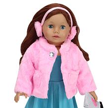 Sophia's by Teamson Kids Fur Coat and Earmuff Headband for 18" Dolls