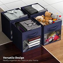 Sorbus 11" Foldable Storage Bin 6-pack with Clear Window