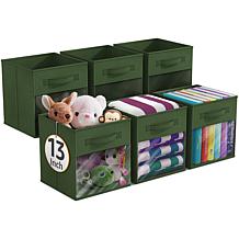 Sorbus 13" Foldable Storage Bin 6-pack with Clear Window