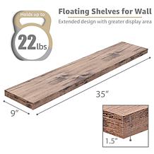 Sorbus 3-Piece Floating Rectangle Shelves 35" x 9"