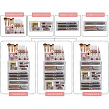 Sorbus X-Large Clear Makeup Organizer Case 4-Piece Set with 9 Drawers