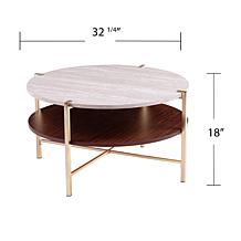 Southern Enterprises Ardmillan Round Faux Marble Cocktail Table