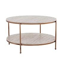 Southern Enterprises Blenheim Round Faux Marble Cocktail - Champagne