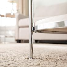 Southern Enterprises Blenheim Round Faux Marble Cocktail - Chrome