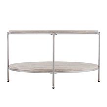 Southern Enterprises Blenheim Round Faux Marble Cocktail - Chrome