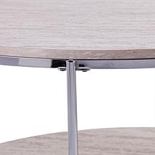 Southern Enterprises Blenheim Round Faux Marble Cocktail - Chrome