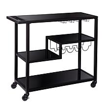 Southern Enterprises Holly&Martin Zephs Bar Cart - Black/Smoked Mirror