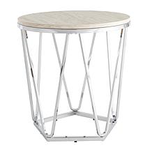 Southern Enterprises Jennly Round Faux Marble Cocktail - Chrome
