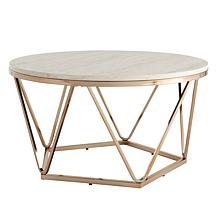 Southern Enterprises Jennly Round Faux Marble End Table - Champagne