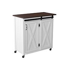 Southern Enterprises Mikkeli Barn Door Kitchen Cart