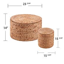 Southern Enterprises Satalia Round Water Hyacinth Storage Tables