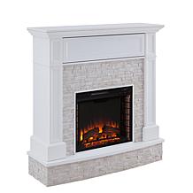 Southern Enterprises Tamala Faux Stone Media Fireplace - White
